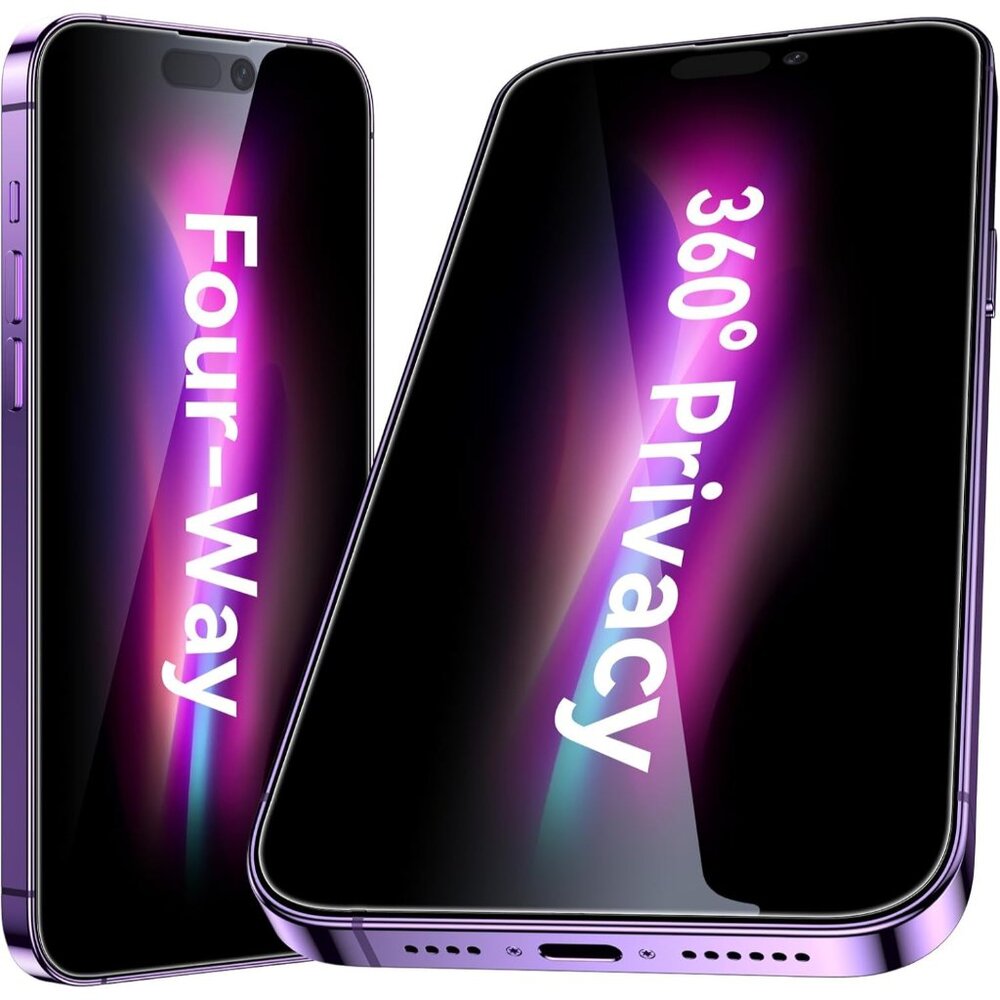 2-Pack for 360° Privacy Screen Protector - 4-Way Anti-Spy Tempered Glass,Shatter